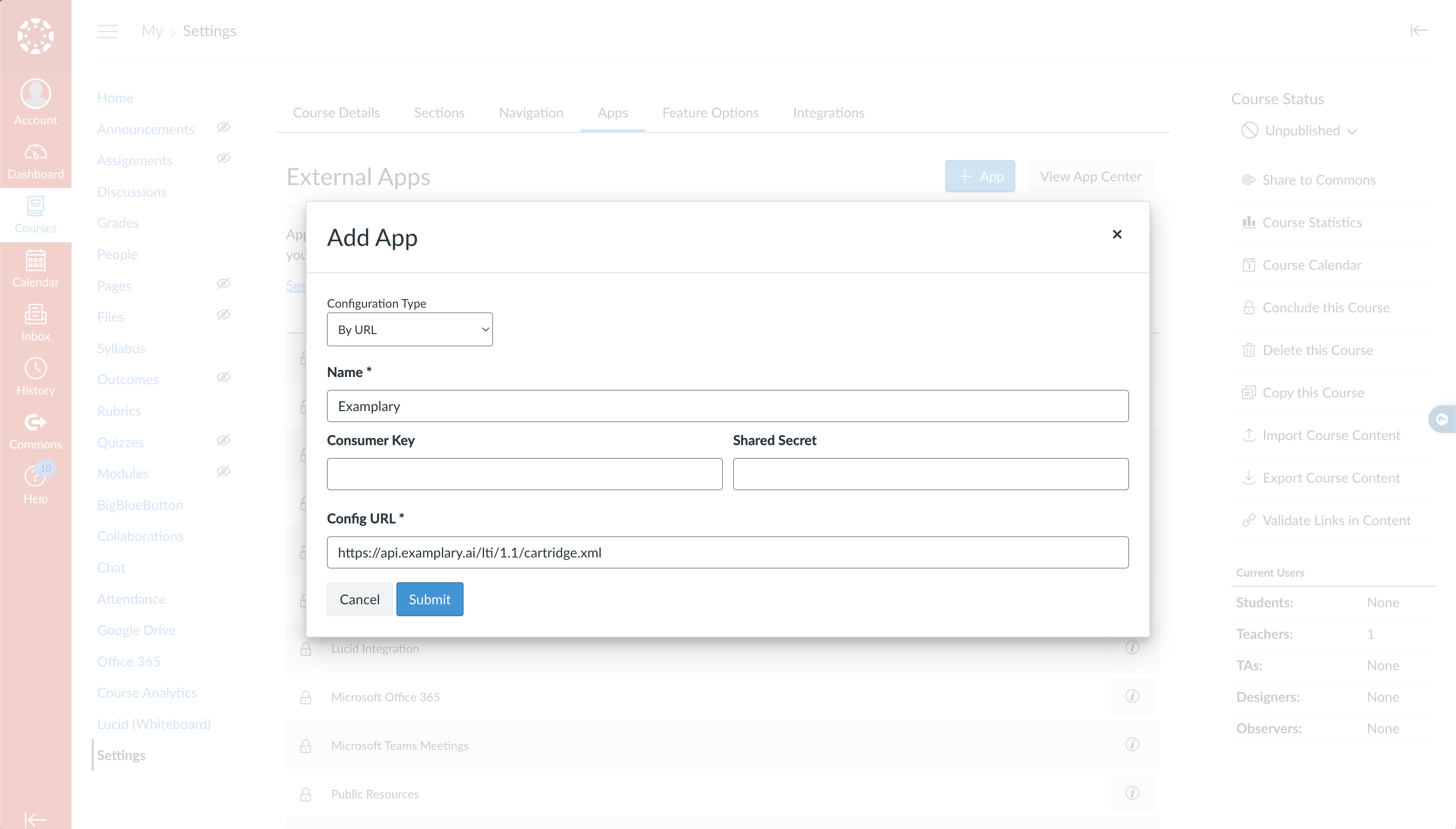 Canvas add app