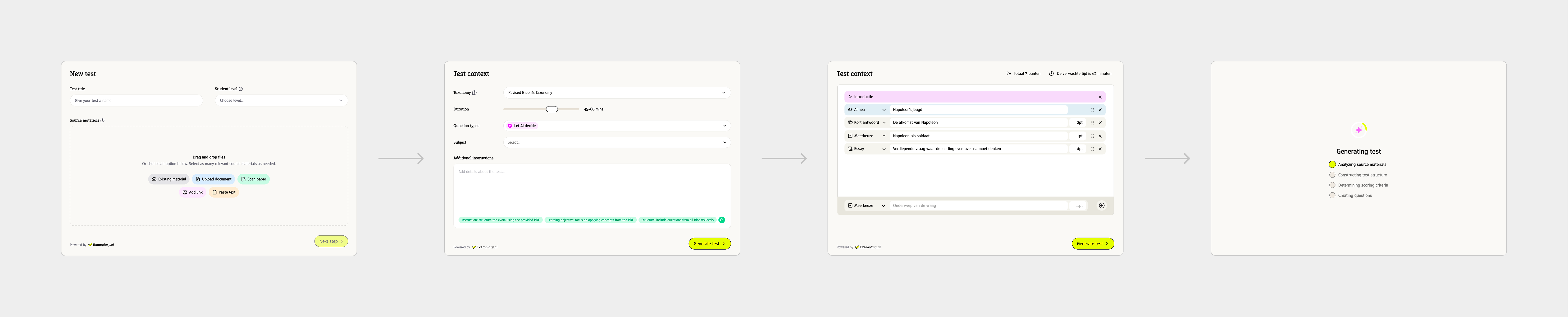 Exam generation flow with outline step